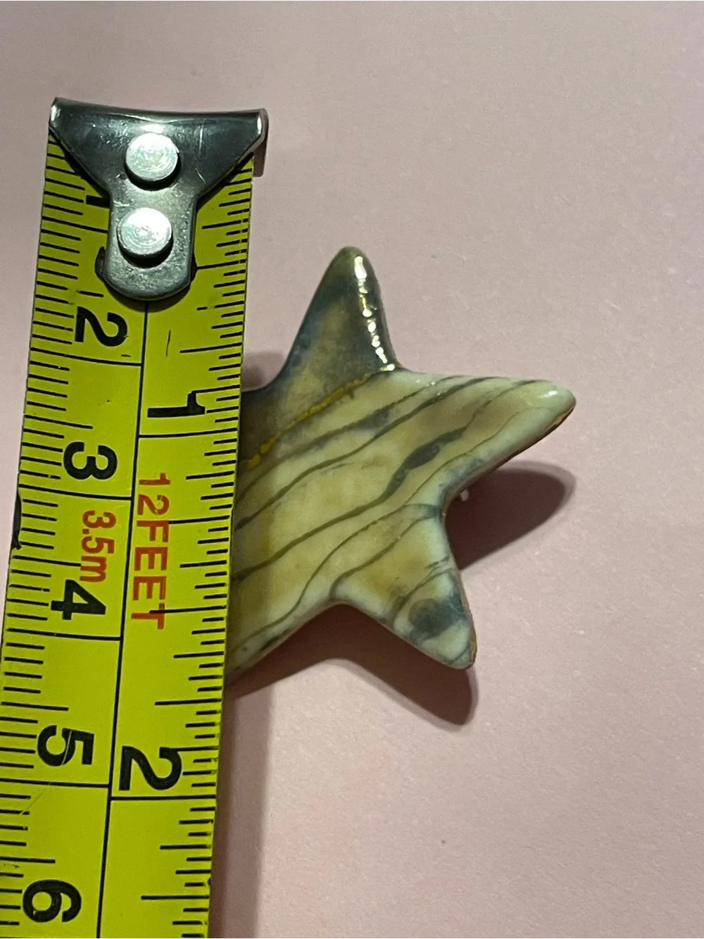 Vintage Star Pin ~ Glazed Ceramic Hand Painted